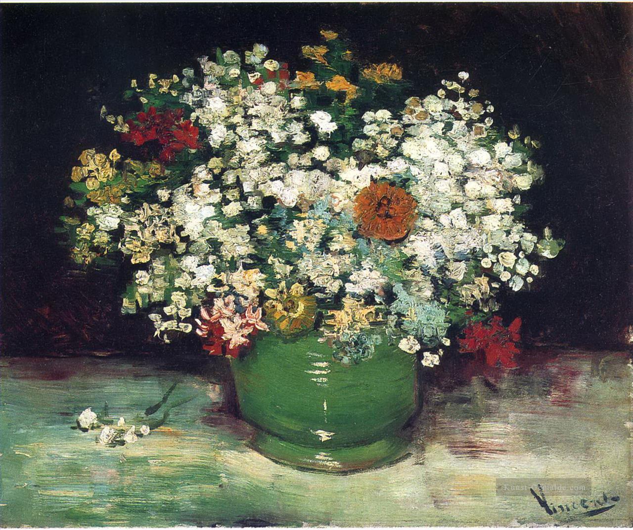 Vase mit Zinnias und anderen Blumen Vincent van Gogh Ölgemälde